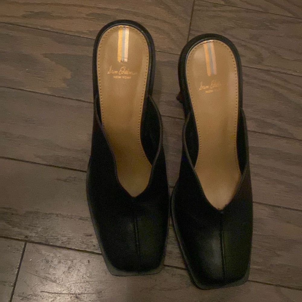 Sam Edelman sculptural heel black Mule women's Sz 7,5